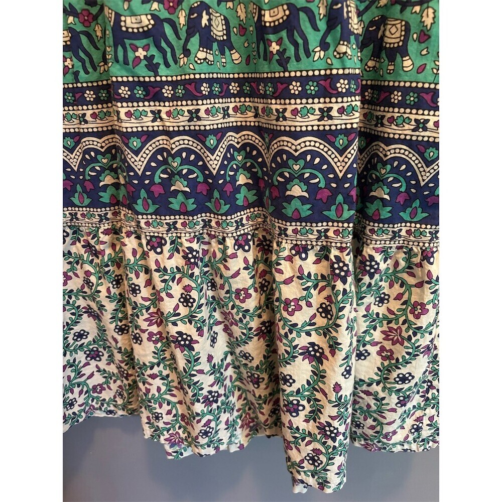 The Vermont Country Store House Dress Womens L Midi Elephant Floral Patchwork - Picture 4 of 10